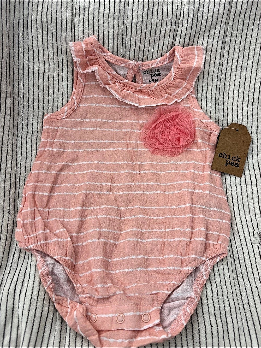 chick pea Baby Striped Bodysuit Pink & White NWT